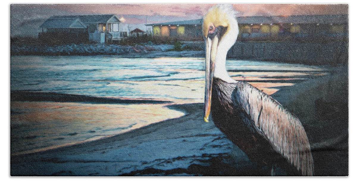 Pelican Beach Sheet featuring the photograph Pelican Sunset by Sandra Schiffner