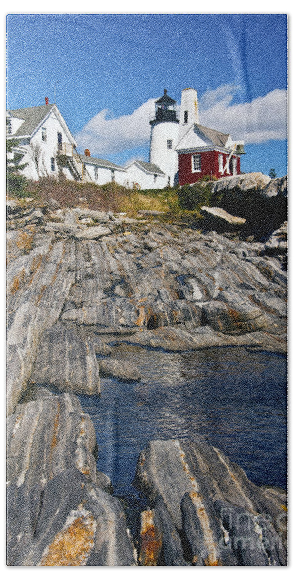 Pemaquid Point Lighthouse Beach Towel featuring the photograph Pemaquid Point Lighthouse Maine 9 by Glenn Gordon