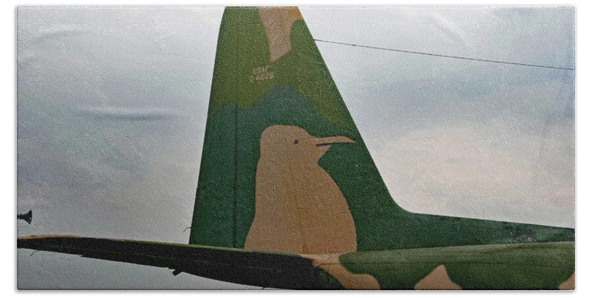 Aircraft Camo Beach Towel featuring the photograph Penguin by John Schneider