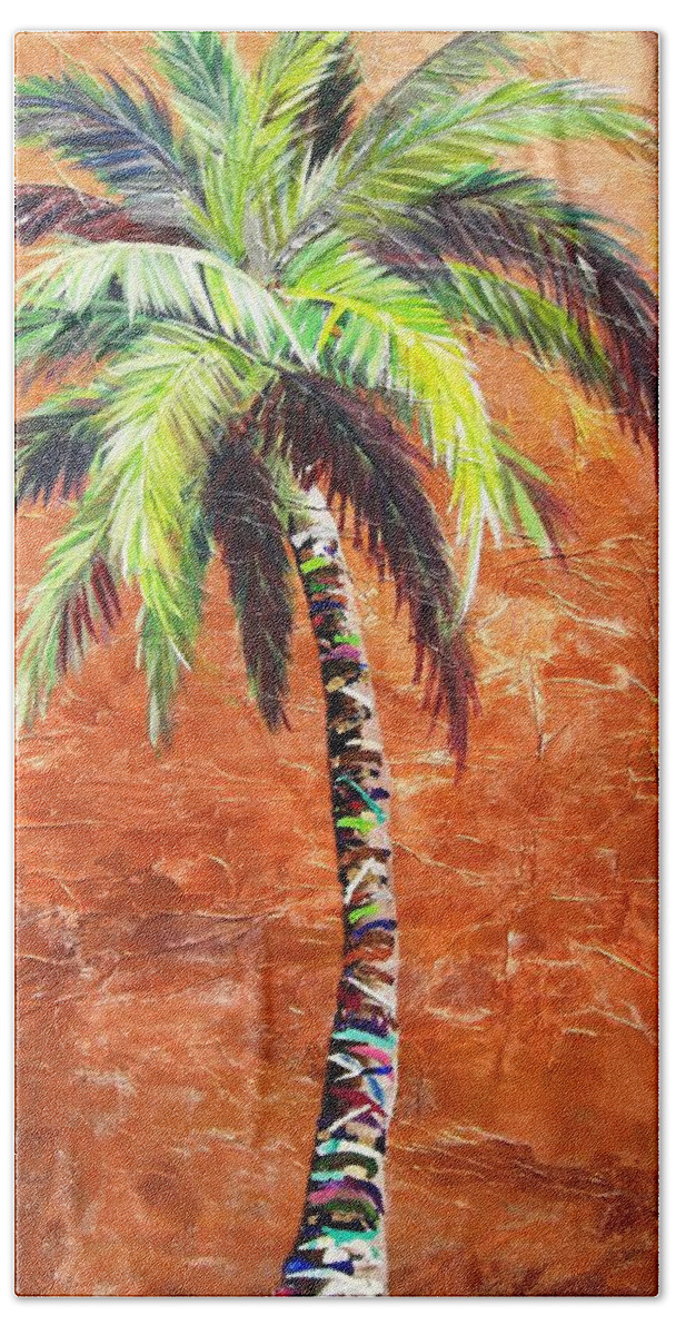 Copper Beach Towel featuring the painting Penny Palm by Kristen Abrahamson