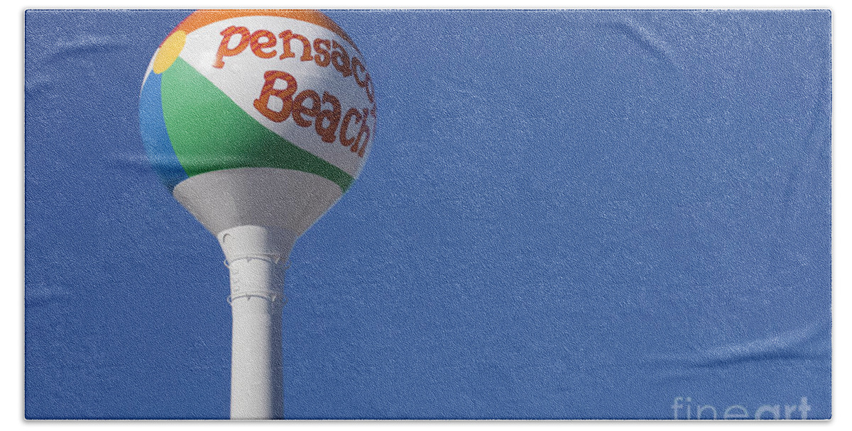 Florida Beach Towel featuring the photograph Pensacola Beach Watertower by Anthony Totah