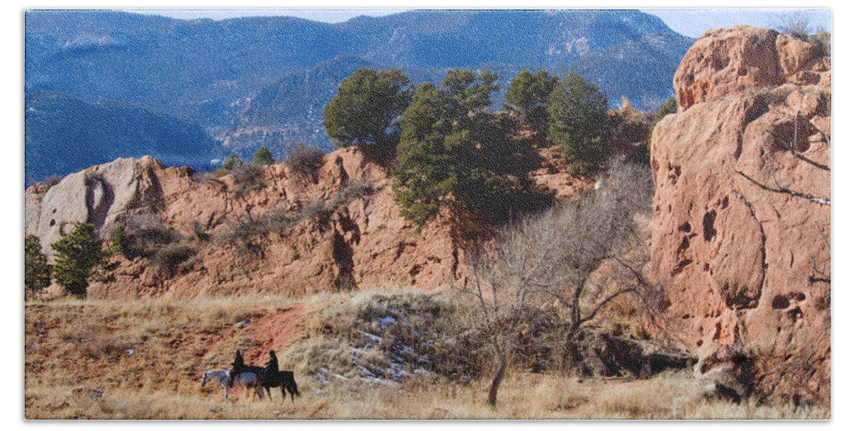 Horse Beach Towel featuring the photograph People Enjoying Red Rock Canyon by Steven Krull