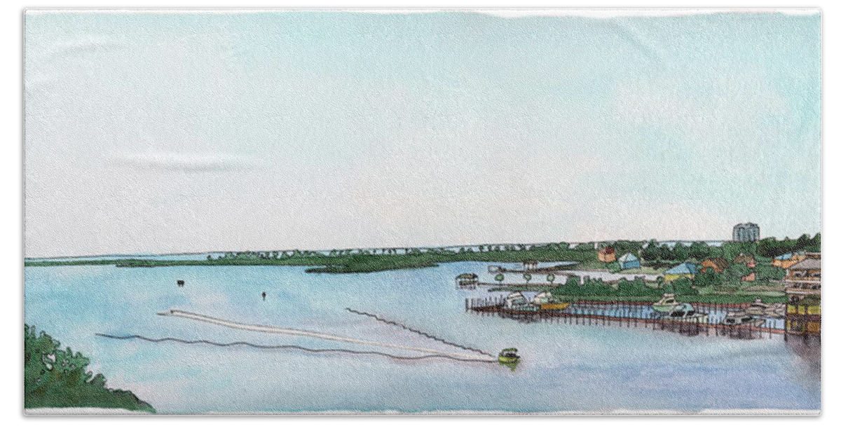 Watercolor Beach Towel featuring the painting Perdido Key Bay by Betsy Hackett