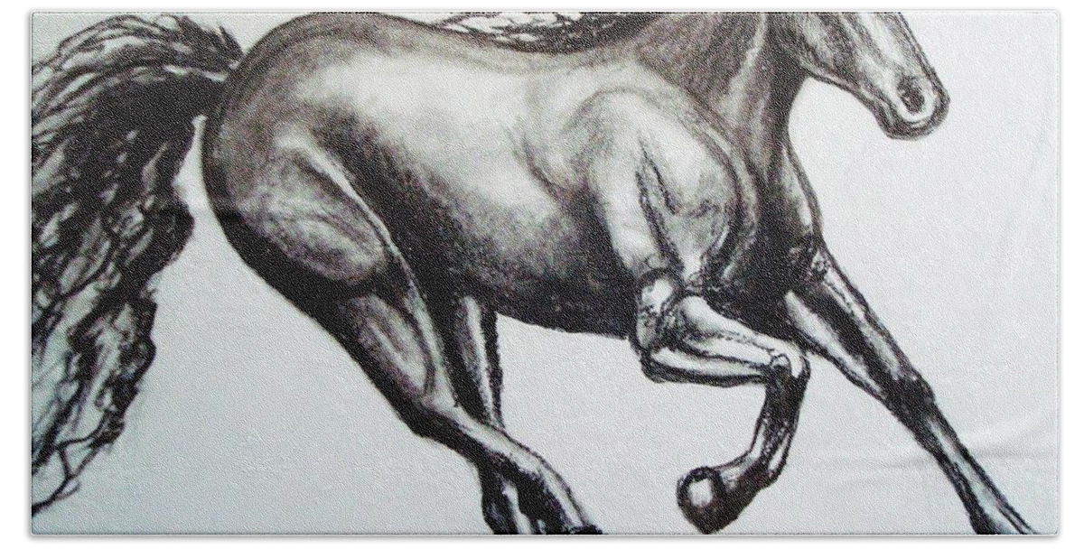 Horse Beach Towel featuring the drawing Persistance by Elizabeth Robinette Tyndall