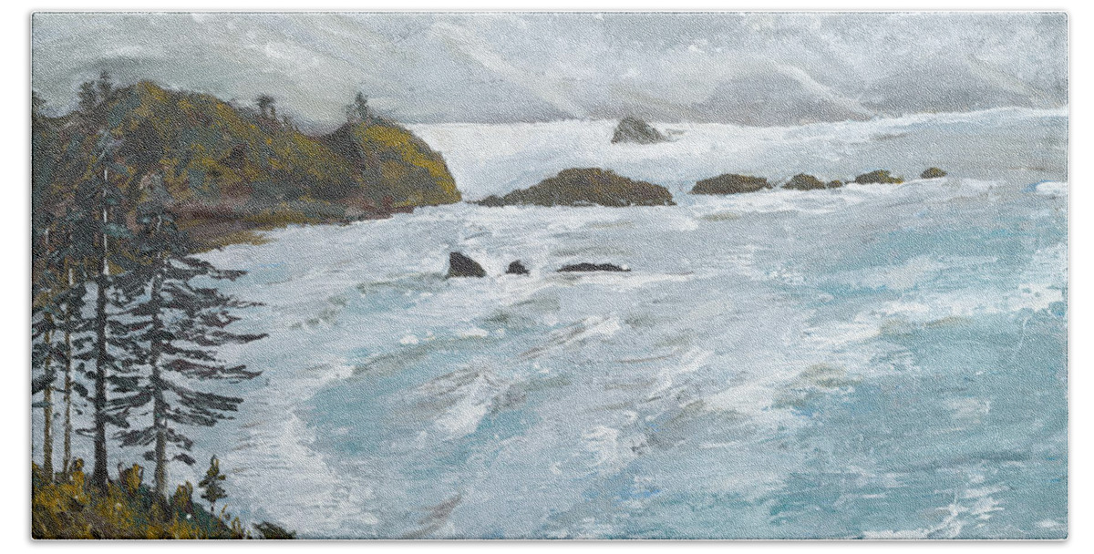 Oregon Coast Beach Towel featuring the painting Perspective by Ovidiu Ervin Gruia
