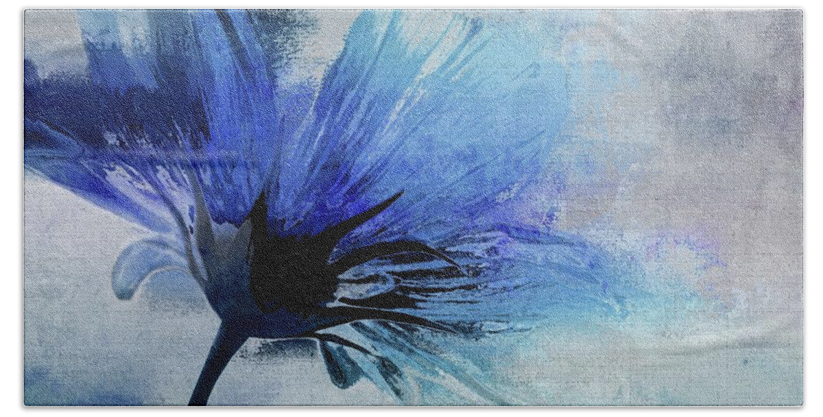 ''blue Flower'' Beach Towel featuring the digital art Petalia - 07jlc30b by Variance Collections