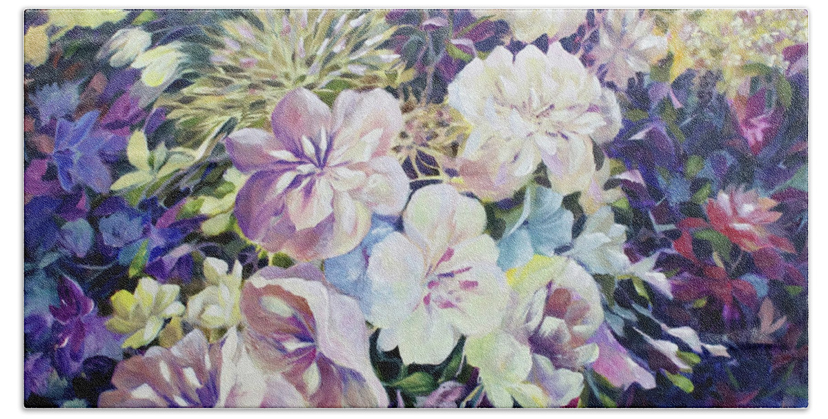 Flowers Beach Sheet featuring the painting Petals by Jo Smoley