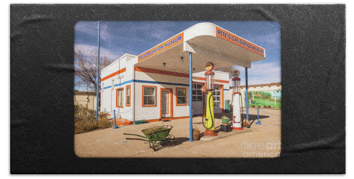 Pete's Gas Station Beach Towel featuring the photograph Pete's Gas Station by Imagery by Charly