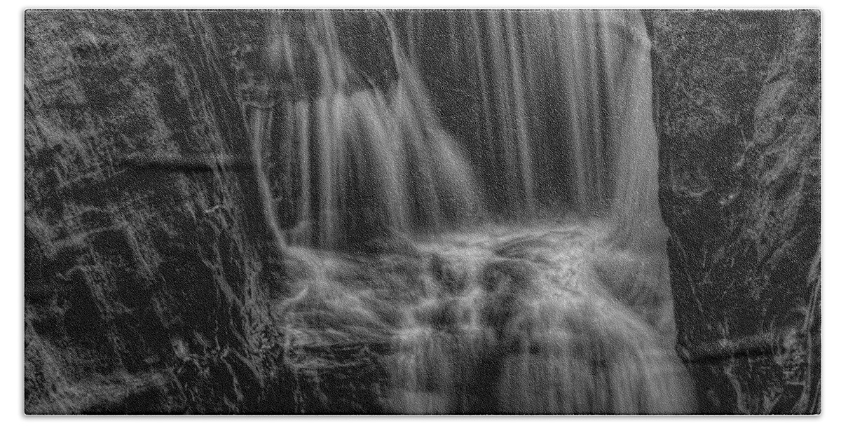 Pewits Nest Beach Towel featuring the photograph Pewits Nest Middle Falls Black and White Square by Dale Kauzlaric