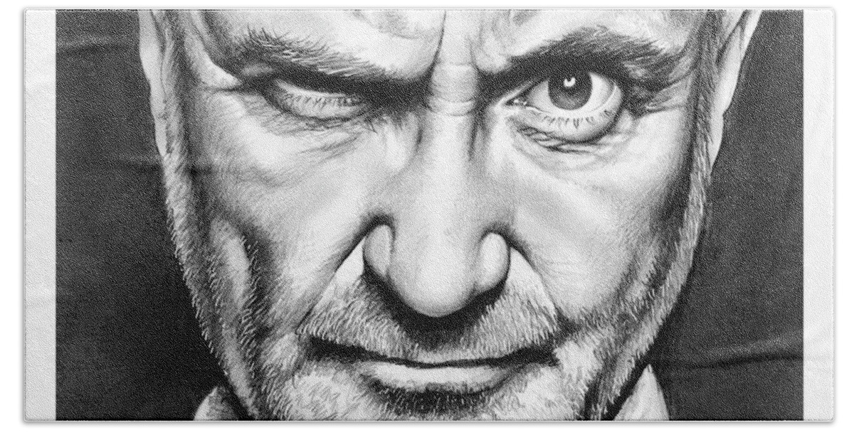 Phil Collins Beach Towel featuring the drawing Phil Collins by Greg Joens