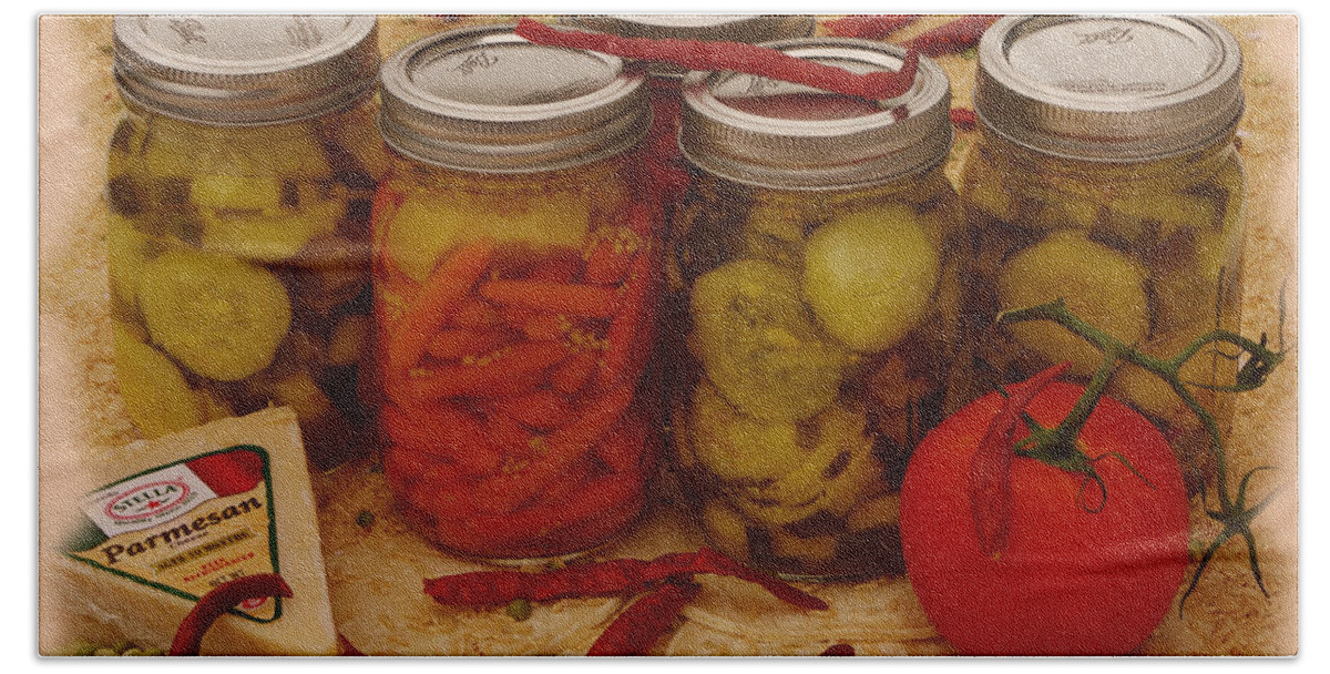 Pickle Beach Towel featuring the photograph Pickled Still Life by Lori Kingston