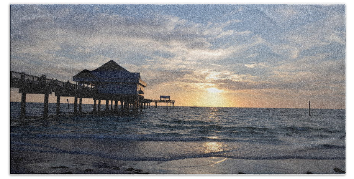 Pier 60 At Clearwater Beach Florida Beach Towel featuring the photograph Pier 60 at Clearwater Beach Florida by Bill Cannon