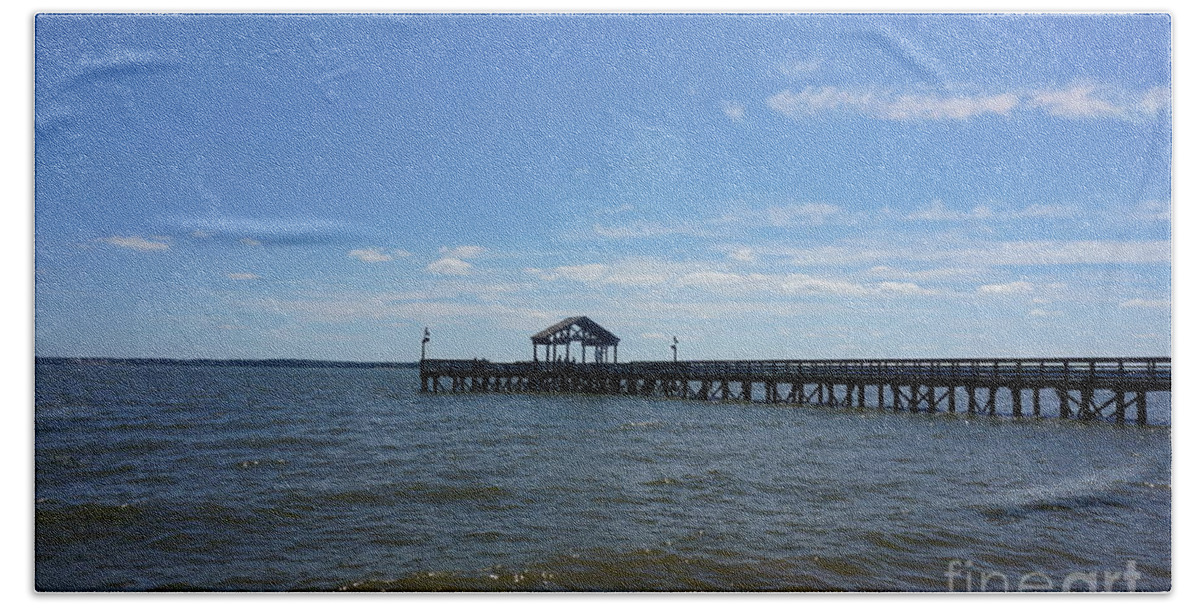 Lake Beach Sheet featuring the photograph Pier by Jimmy Clark