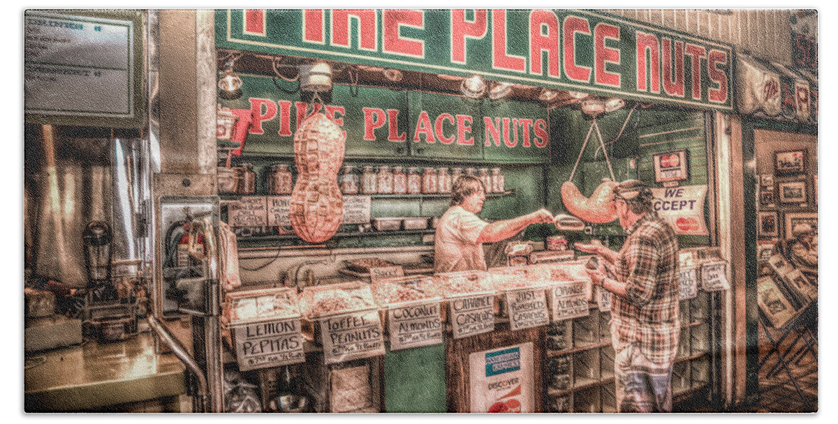 Seattle Beach Towel featuring the photograph Pike Place Nuts by Spencer McDonald