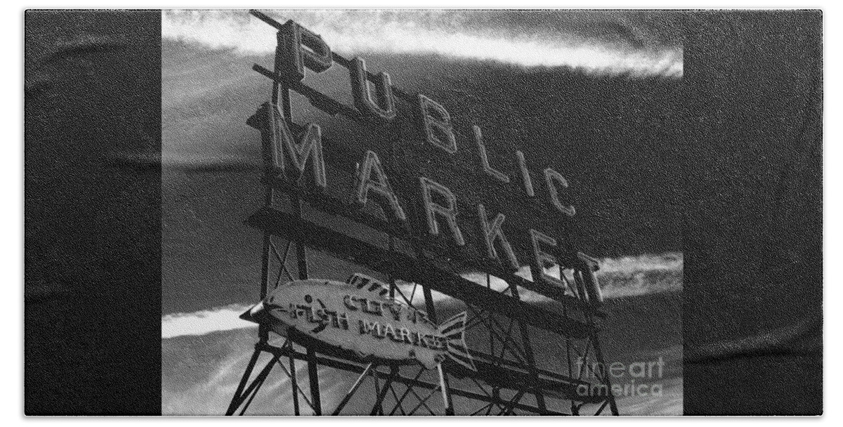 Pike's Place Market Sign Beach Sheet featuring the photograph Pikes PLace Market Sign by Nick Gustafson