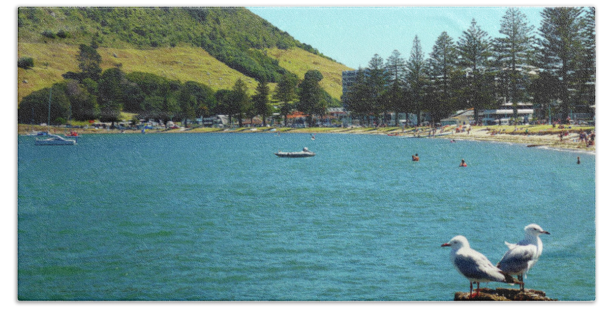 Pilot Bay Beach Sheet featuring the photograph Pilot Bay Beach 5 - Mt Maunganui Tauranga New Zealand by Selena Boron