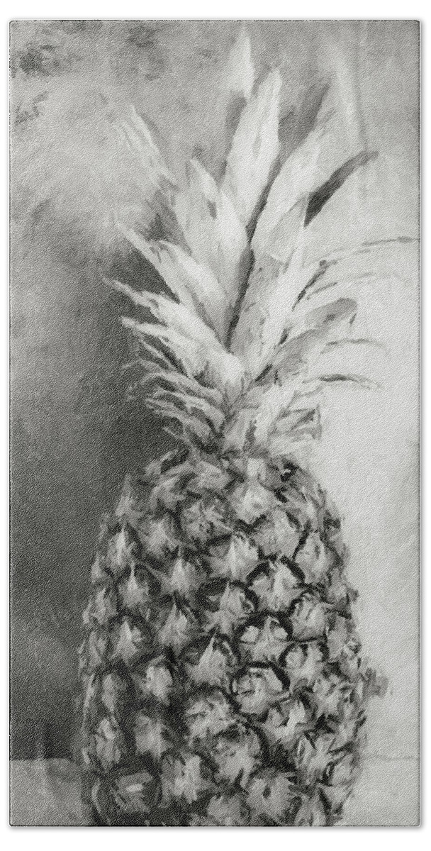 Bold Colors Beach Towel featuring the photograph Pineapple Black and White by Andrea Anderegg