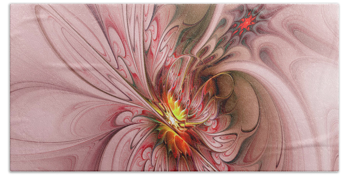 Fractal Beach Towel featuring the digital art Pink Butterfly by Deborah Benoit