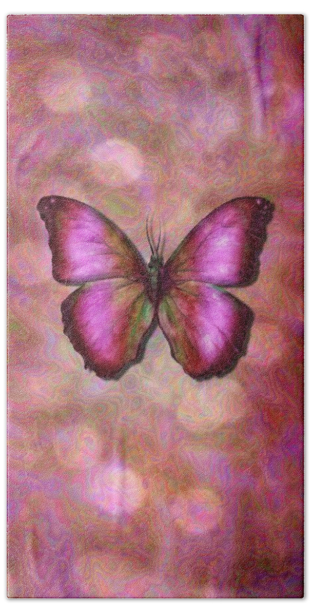 Pink Beach Towel featuring the digital art Pink butterfly by Lilia S