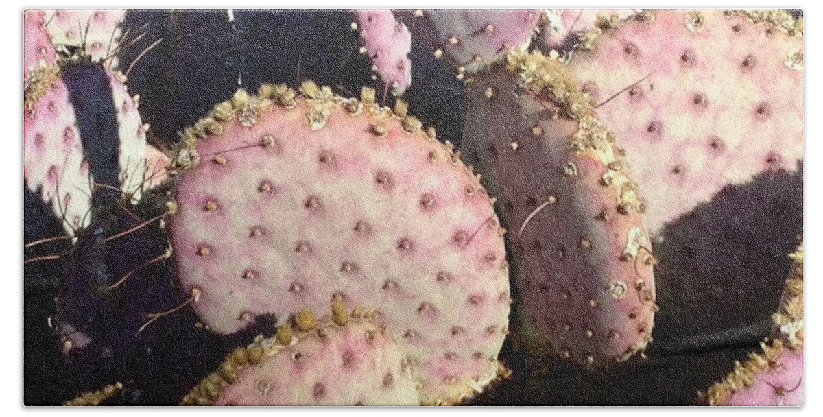 Landscape Beach Towel featuring the photograph Pink Cacti by Glenda Zuckerman