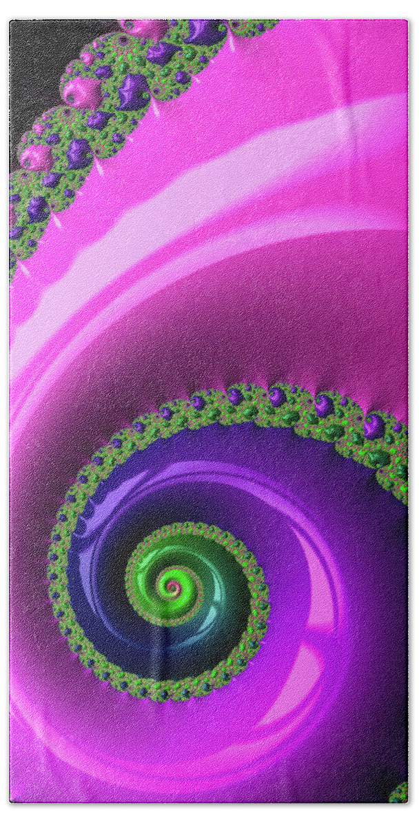 Spiral Beach Towel featuring the photograph Pink purple and green Fractal Spiral by Matthias Hauser