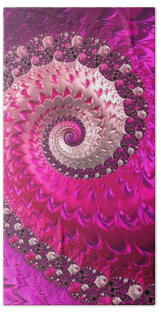 Spiral Beach Towel featuring the digital art Pink purple and red luxe girly spiral by Matthias Hauser