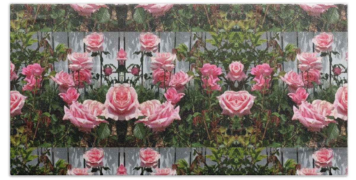 Pink Beach Towel featuring the photograph Pink Roses by Nora Boghossian