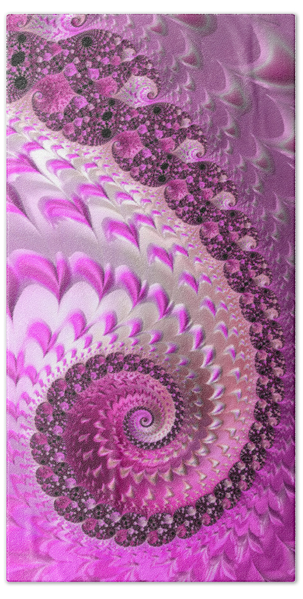Pink Beach Towel featuring the digital art Pink spiral with lovely hearts by Matthias Hauser
