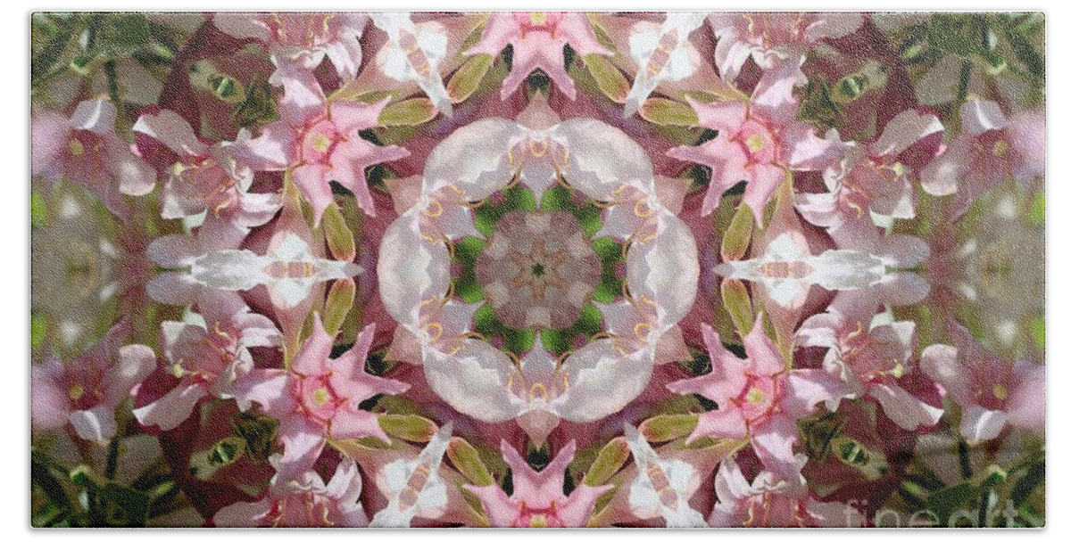 Mccombie Beach Towel featuring the digital art Pink Splash Kaleidoscope by J McCombie
