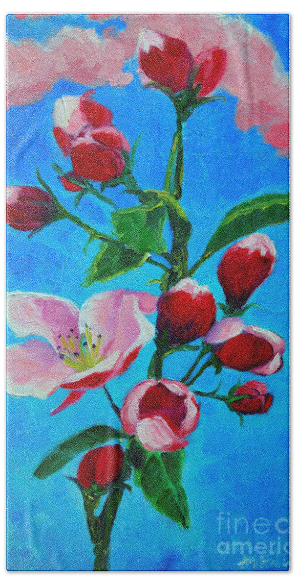  Beach Towel featuring the painting Pink Spring by Ana Maria Edulescu