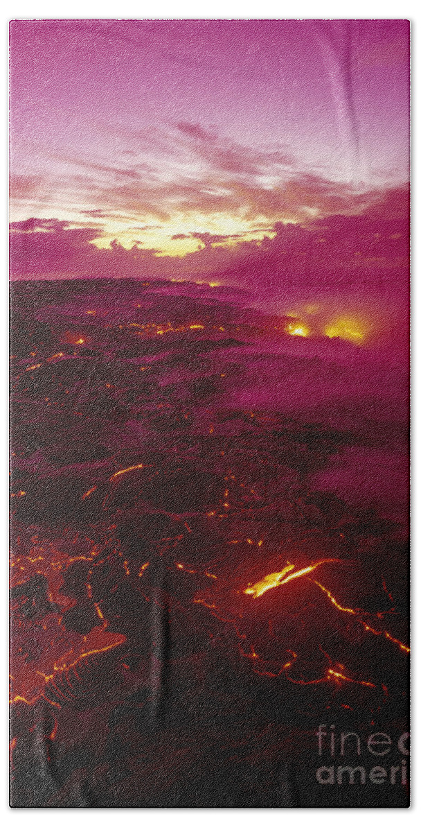 2003va Earlier Beach Sheet featuring the photograph Pink Volcano Sunrise by Ron Dahlquist - Printscapes