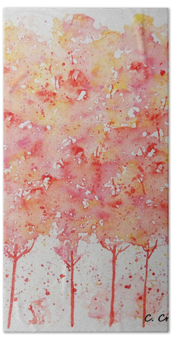 Tree Beach Towel featuring the painting Pinkish Watercolor Trees by Carol Crisafi