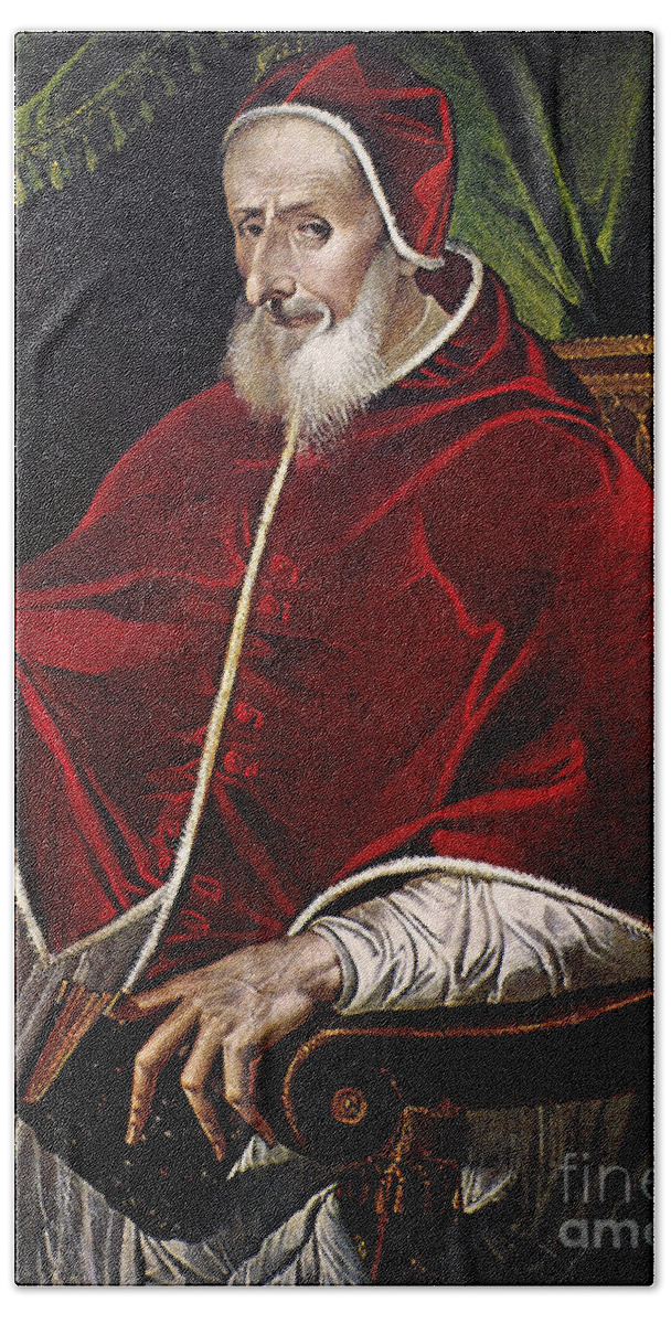 16th Century Beach Sheet featuring the painting Pope Pius V by Granger