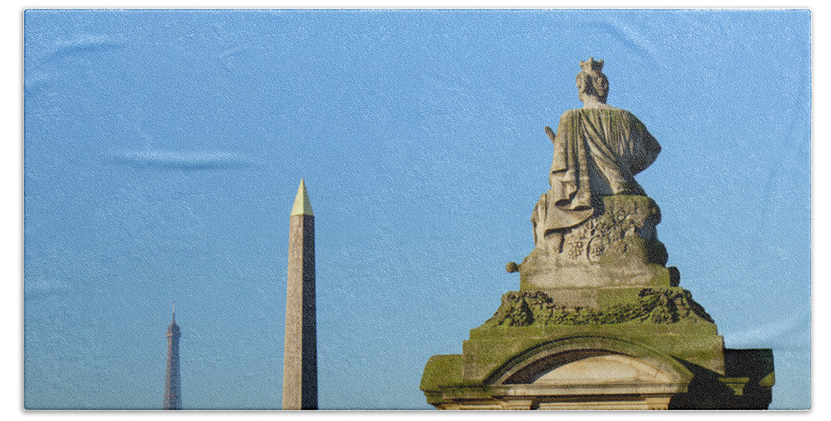 Obelisk Beach Towel featuring the photograph Plac de la Concorde in Paris by Anastasy Yarmolovich