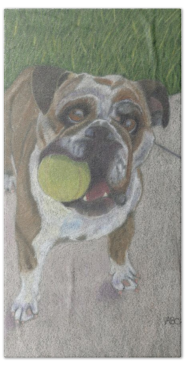 Bulldog Beach Sheet featuring the painting Play With Me by Arlene Crafton