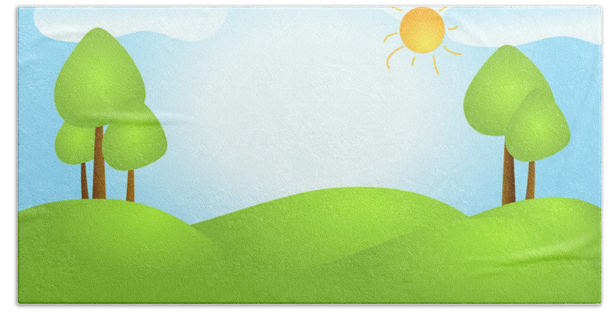 Air Beach Towel featuring the digital art Playful Kid's Spring Backdrop by Serena King