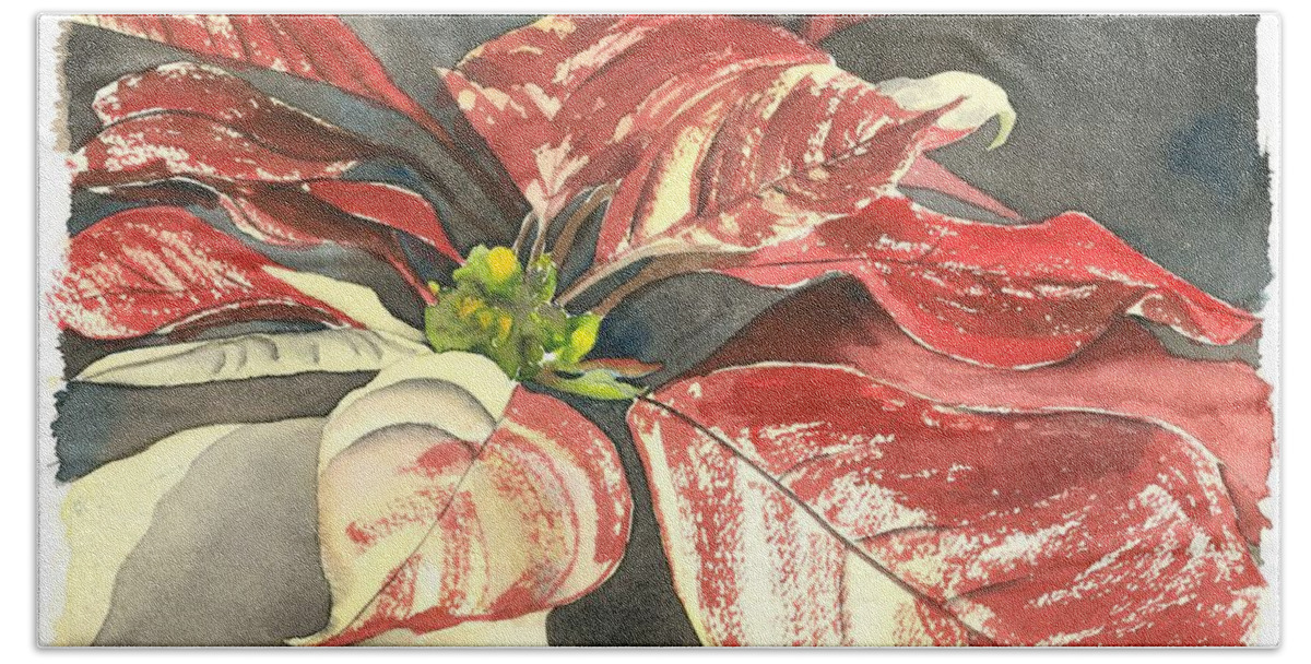 Poinsettia Beach Sheet featuring the painting Poinsettia by Denise Ogier