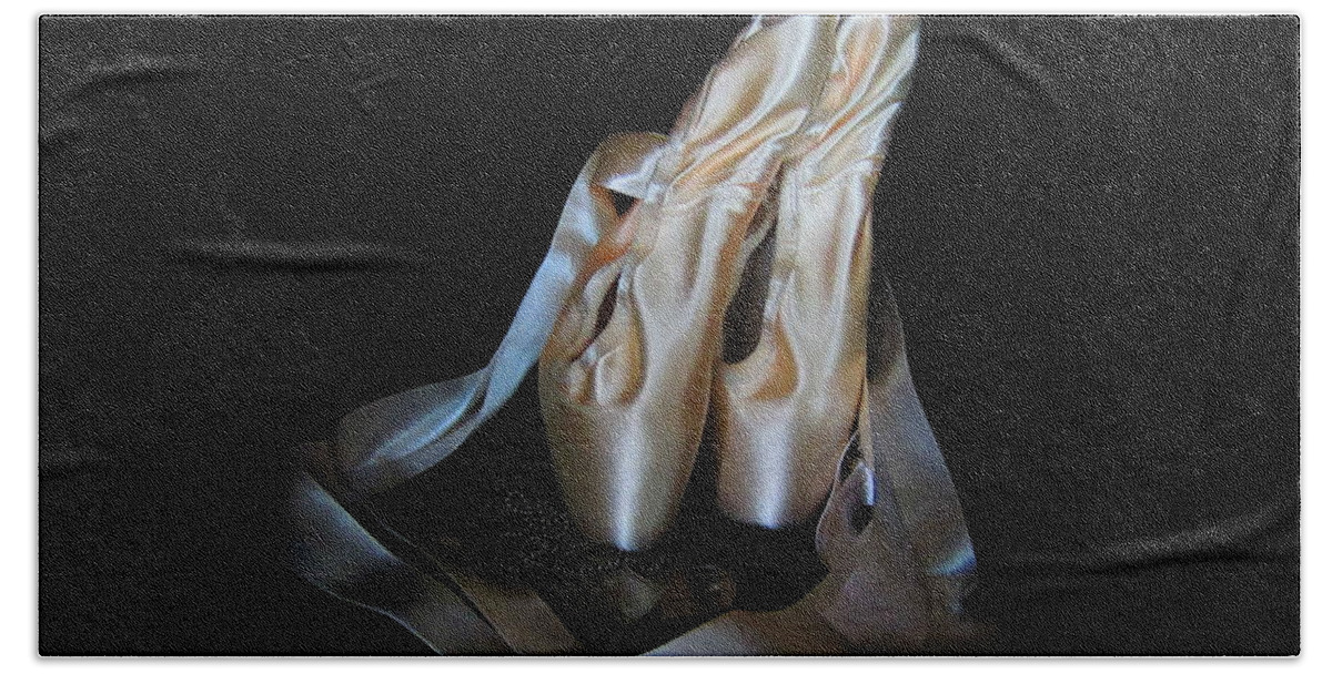 Pointe Shoes Beach Towel featuring the photograph Pointe shoes and dog tags1 by Laurianna Taylor