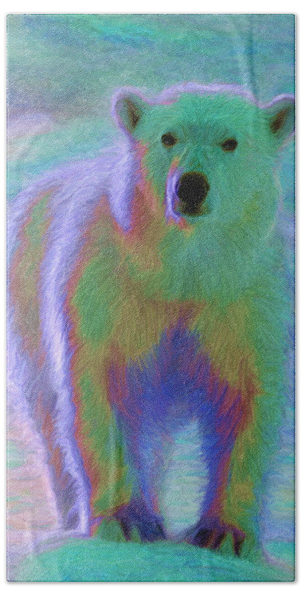Endangered Species Polar Bear Art Prints Beach Towel featuring the digital art Polar Bear by Caito Junqueira