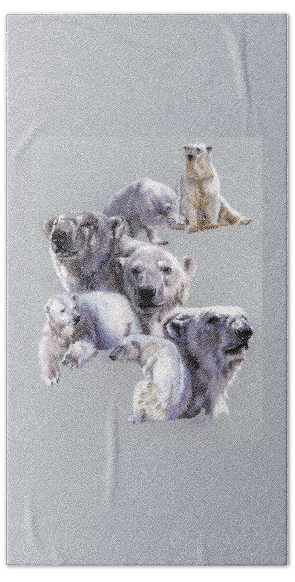 Polar Bear Beach Towel featuring the pastel Arctic King by Barbara Keith