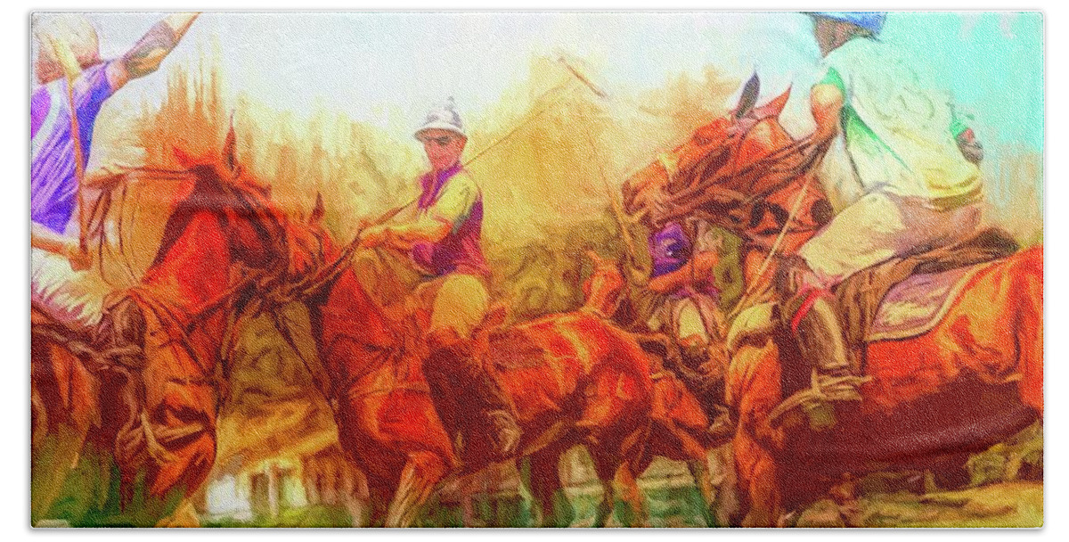 Alicegipsonphotographs Beach Towel featuring the photograph Polo Melee by Alice Gipson