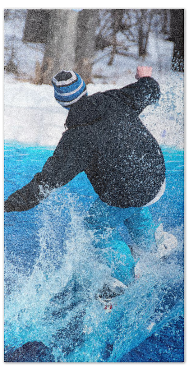 Sport Beach Towel featuring the photograph Pond Skimming by Lois Bryan