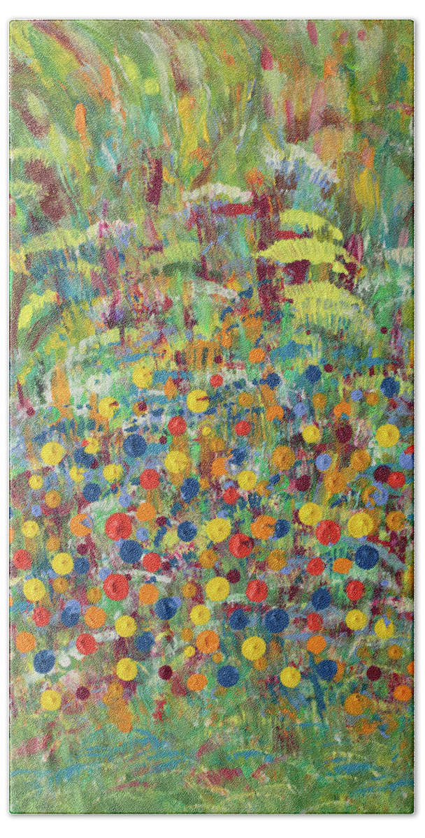 Flowers Beach Towel featuring the painting Pop Ups by Bjorn Sjogren