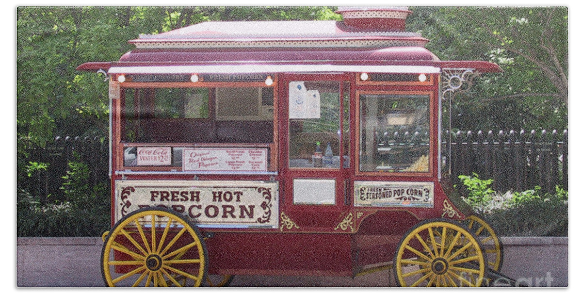 Popcorn Beach Towel featuring the photograph Popcorn Wagon by Thomas Marchessault