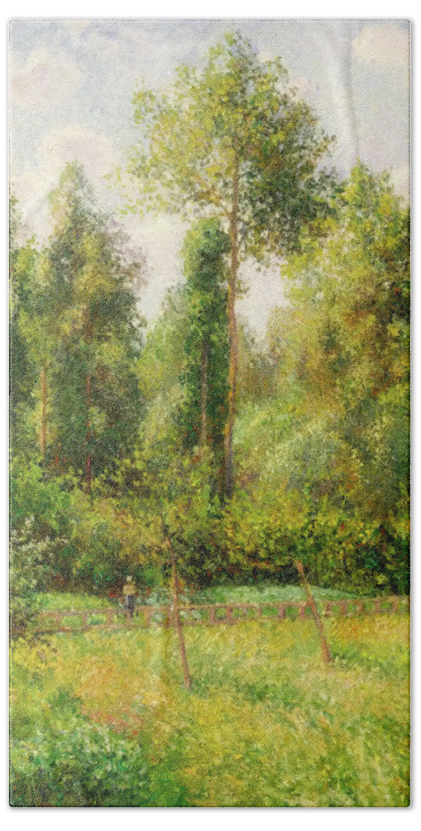 Painting Beach Towel featuring the painting Poplars - Eragny by Mountain Dreams