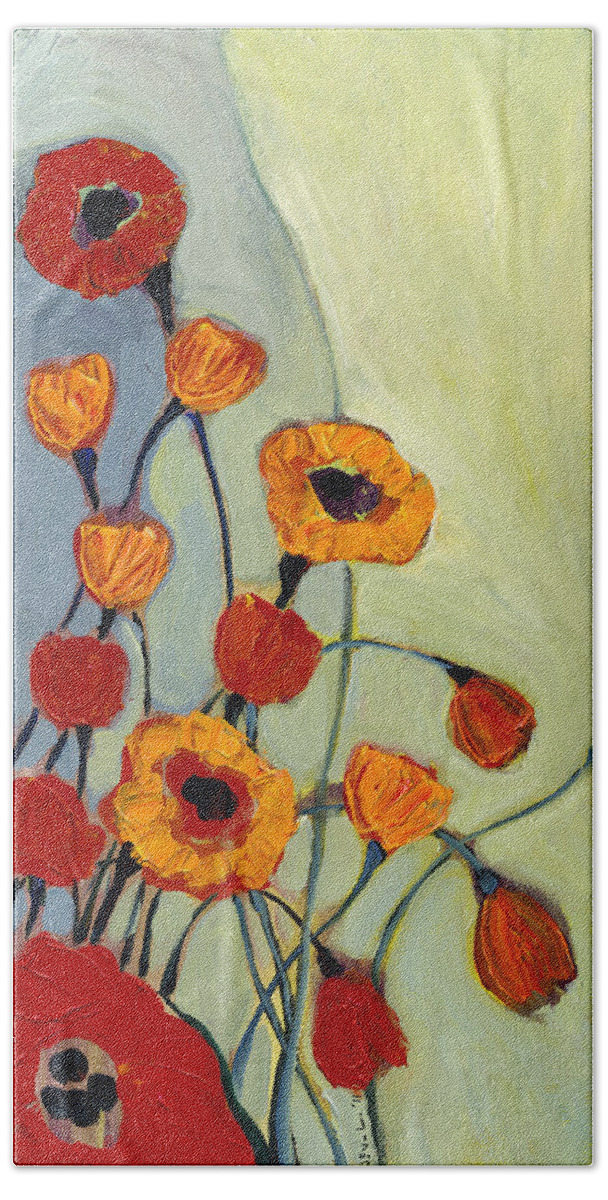 Poppy Beach Towel featuring the painting Poppies by Jennifer Lommers