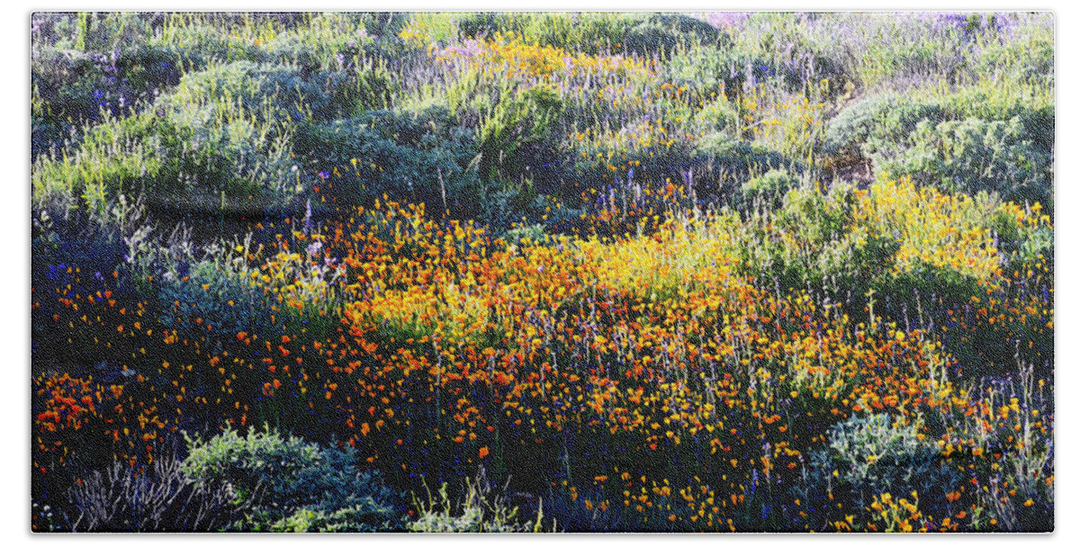 Glenn Mccarthy Beach Sheet featuring the photograph Poppies On A Hillside by Glenn McCarthy Art and Photography