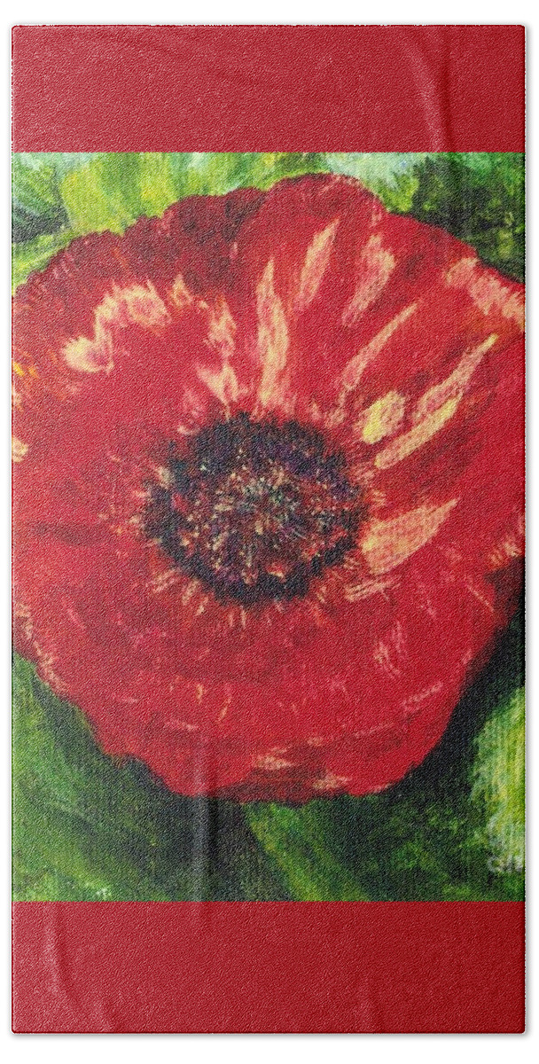 Poppy Beach Towel featuring the painting Poppy by Deb Stroh-Larson