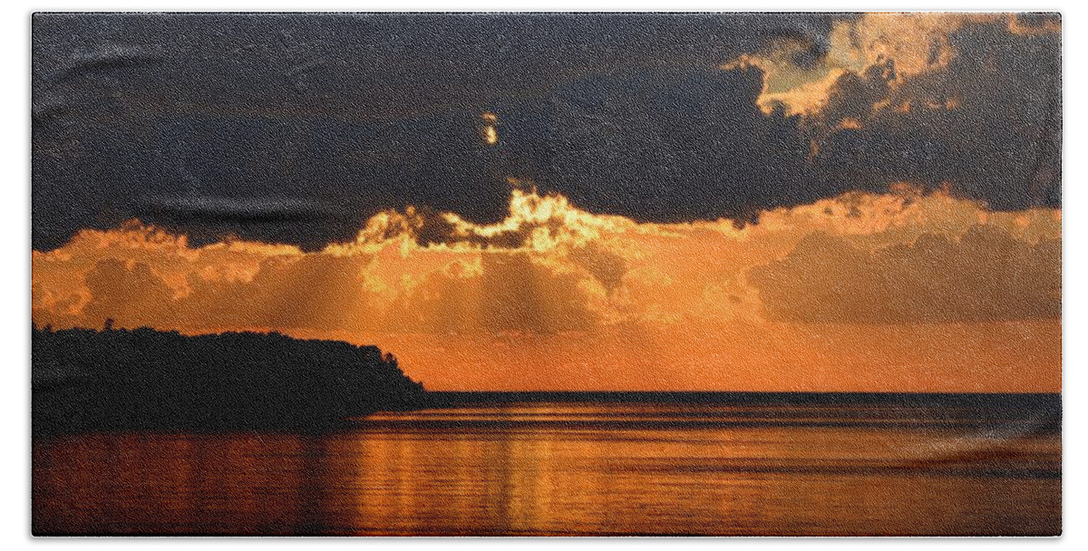 Sunset Beach Towel featuring the photograph Porcupine Mountains Superior Sunset by Keith Stokes
