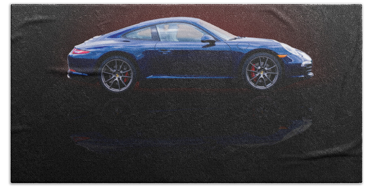Porsche Beach Towel featuring the photograph Porsche 911 Carrera - Blue by TL Mair